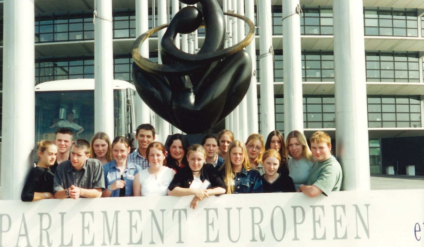 A group of Centre members outside the European Parliament in Strasbourg